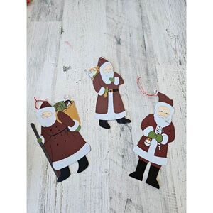 tin Santa metal ornament vintage set Xmas mornin'